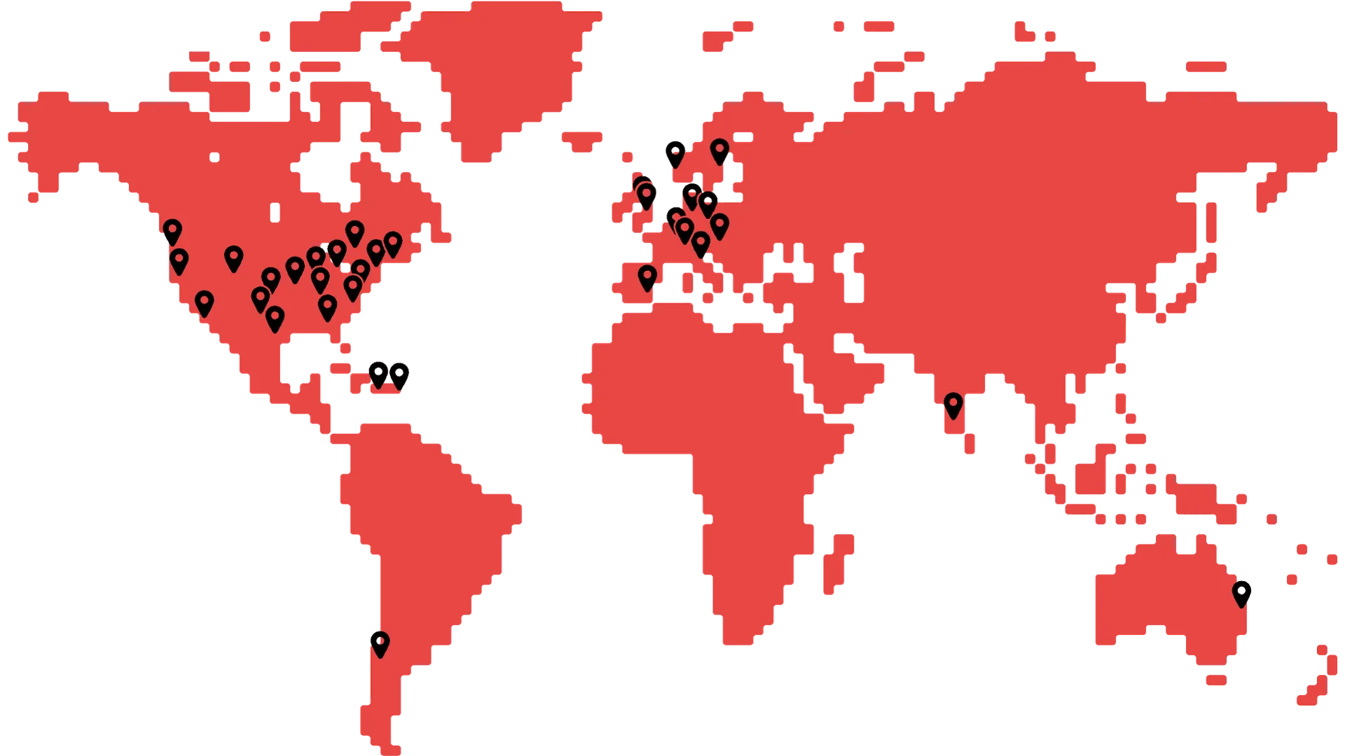 World map with locations